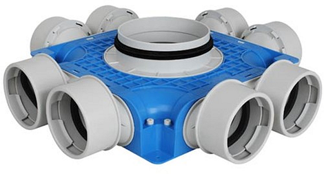 Uniflexplus Instortverdeler 8 x Ø 90 mm zijaansl. Ø 125 mm
