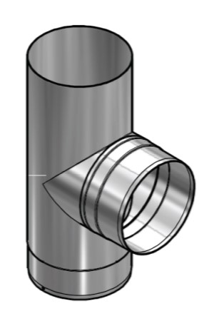 Kachelpijp Zwart RVS Ø 125 mm T-Stuk 90°