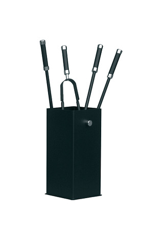 Haardstel Zwart/Chroom 114 / 516 C - Met Tang, Pook, Borstel en Schop 