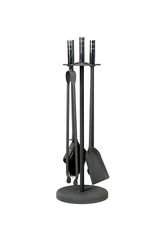 Haardstel Antraciet/Chroom 114 / 611 - Met Tang, Pook, Borstel en Schop 