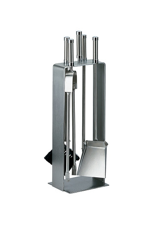 Haardstel RVS/Chroom 114 / 934 - Met Tang, Pook, Borstel en Schop ( Informeer naar de levertijd )