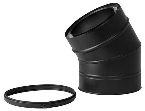 HT RVS DW 125/175 mm Bocht 30° Geïsoleerd Zwart