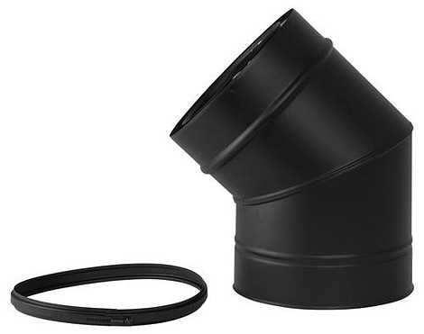 HT RVS DW 125/175 mm Bocht 45° Geïsoleerd Zwart