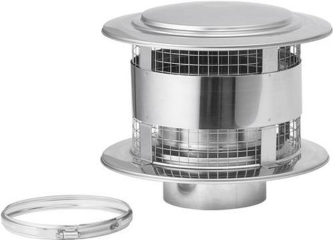 RVS Ø 180 mm trekkende kap met vonkengaas