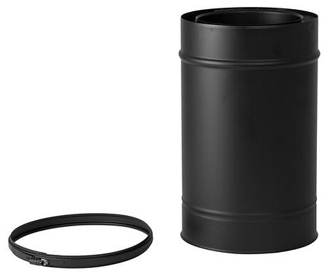 HT RVS DW 125/175 mm Pijp L = 330 mm Geïsoleerd Zwart