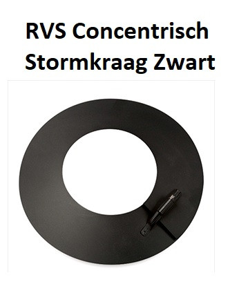 Concentrisch RVS Ø 100/150 mm stormkraag Zwart