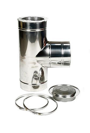HT RVS DW 100/150 mm T-Stuk 90° met deksel Geisoleerd