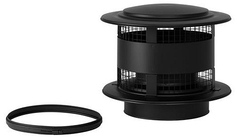 HT RVS DW 150/200 mm Trekkap met gaas Zwart