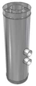 RVS CLV Ø180/280 mm T-Stuk aftakking 2 x Ø 80 mm (parallel)